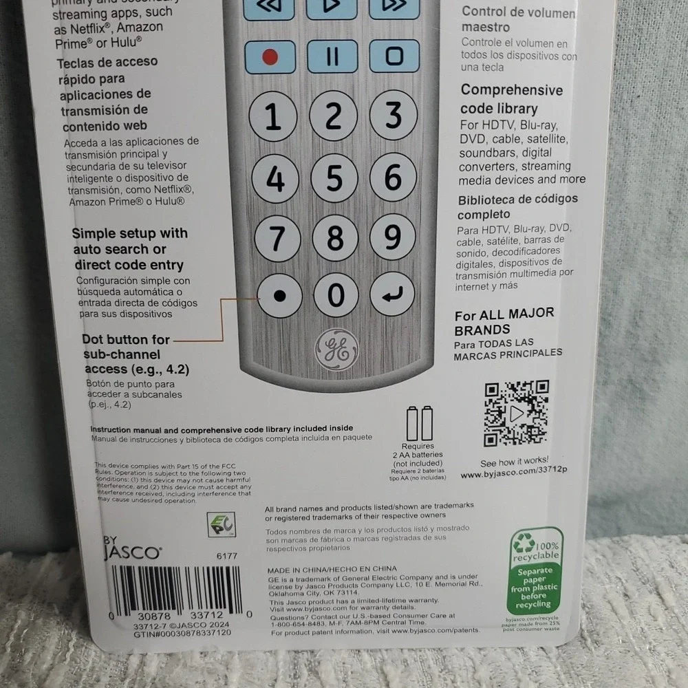 GE Ultra Pro Universal Remote 6 Device Big Button Soft Blue LED New Sealed